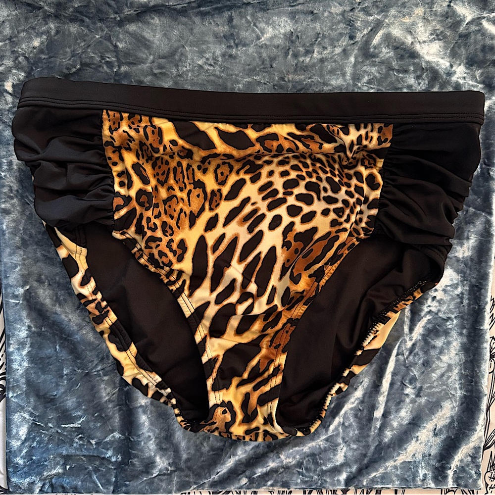 NEW Venus Animal Print High Rise Ruched Side Bikini Swim Bottoms